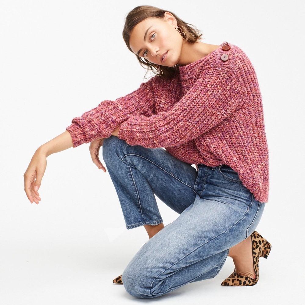 J.Crew Button-Detail Chunky Knit Pullover